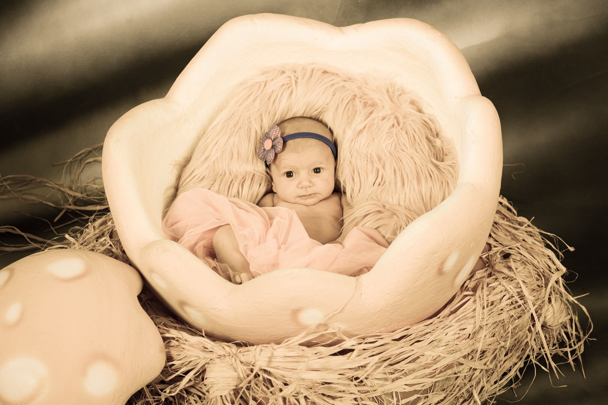 Neonato in una culla di legno